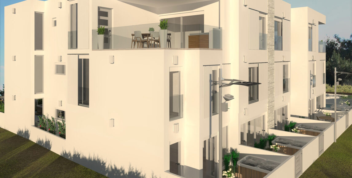 Modern ház apartmanokkal a tengertől való első sorban Zadar közelében