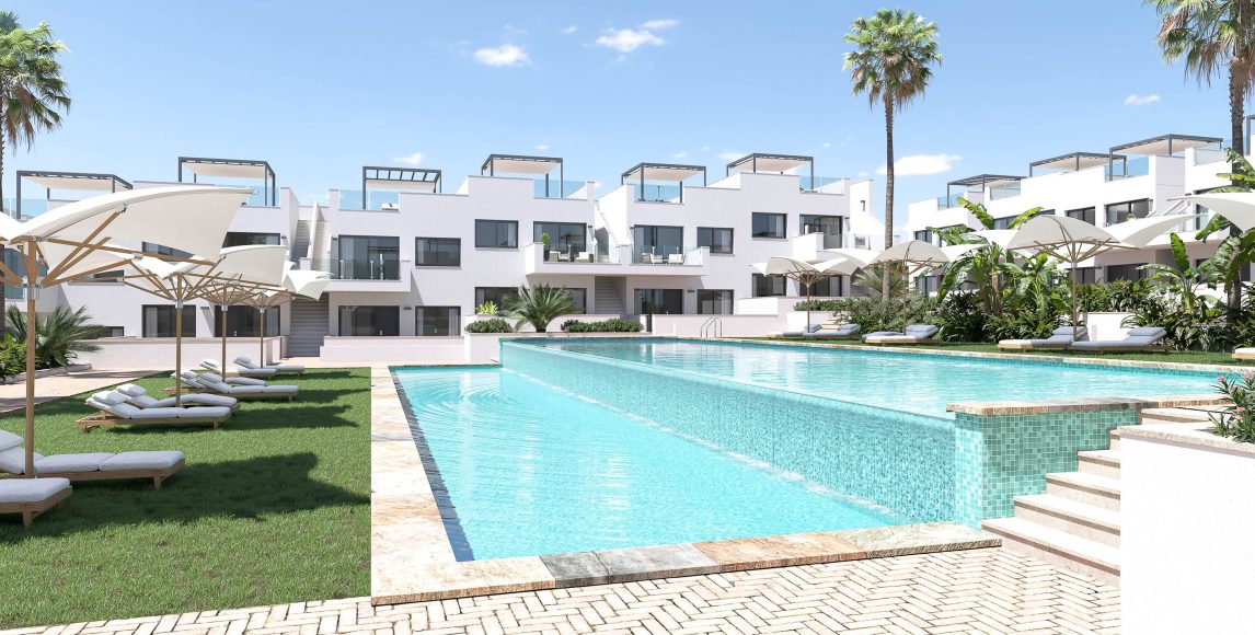 Egyedi apartmanok rózsaszín lagúnára néző kilátással Torreviejában