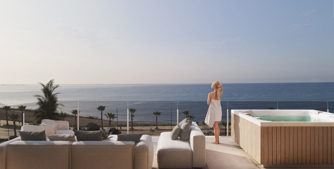 Modern apartmanok a tengertől való első sorban, végtelenített medencével