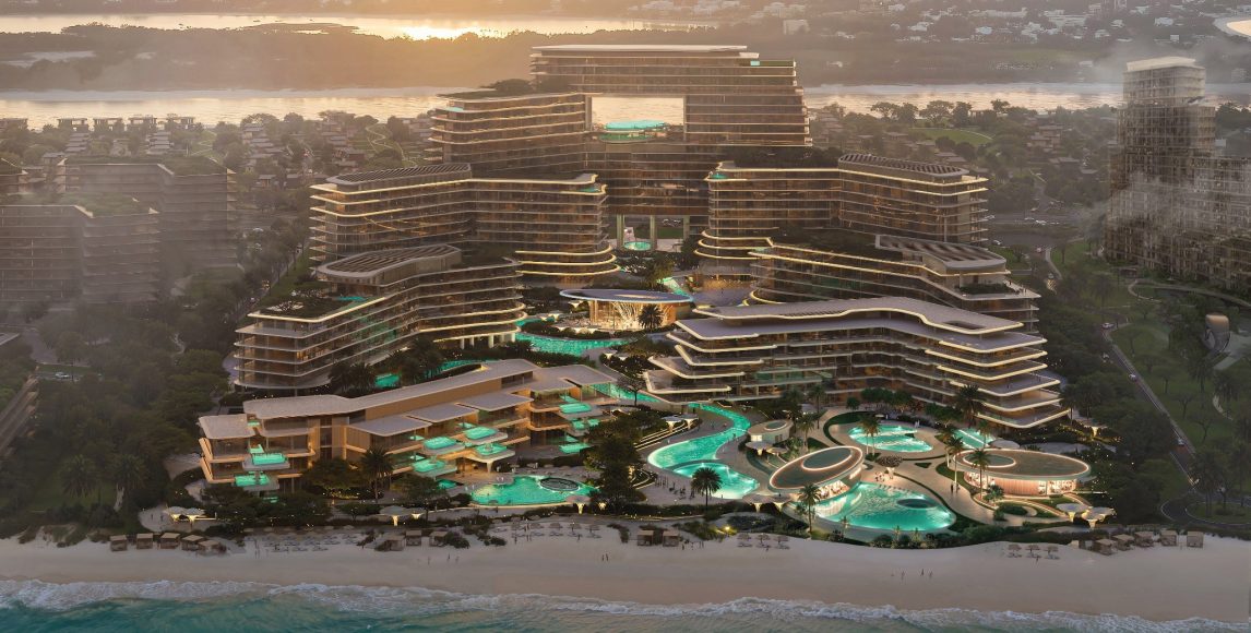 Tengerparti rezidenciák a Dubai-szigeteken lagúnákkal és tengerre néző kilátással